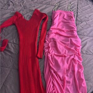 They are size L and it stretches a little, the red dress would be better.